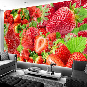Fresh Strawberries Wallpaper Mural, Custom Sizes Available