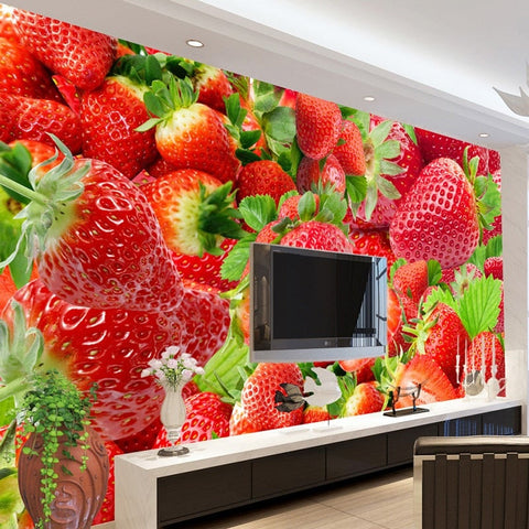 Image of Fresh Strawberries Wallpaper Mural, Custom Sizes Available Wall Murals Maughon's