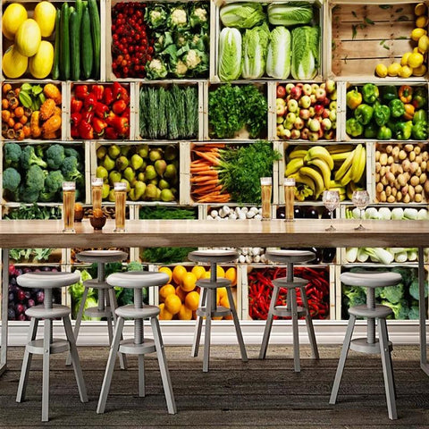 Image of Fruit and Vegetable Wallpaper Mural Household-Wallpaper Maughon's