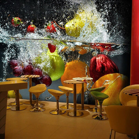 Image of Fruit Splashing Into Water Wallpaper Mural, Custom Sizes Available Wall Murals Maughon's
