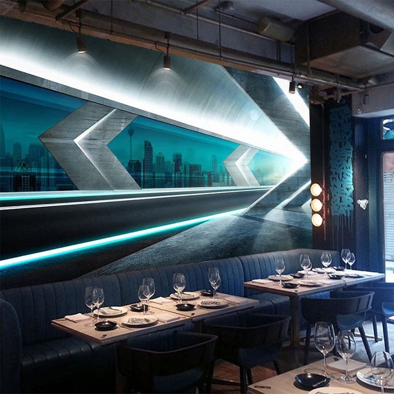 Futuristic Fantasy Urban Highway Wallpaper Mural, Custom Sizes Available Wall Murals Maughon's
