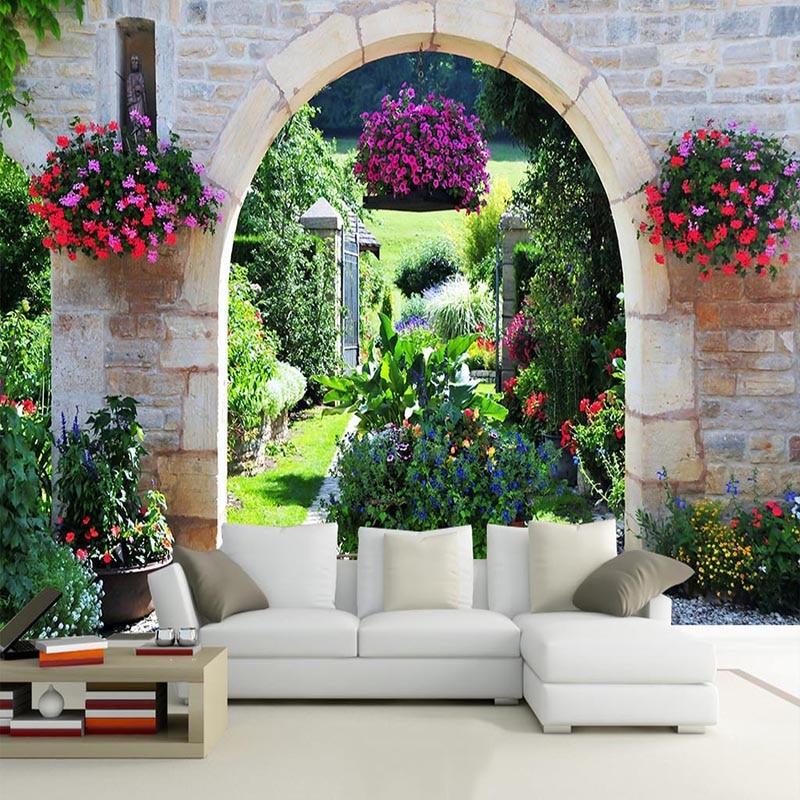 Garden Arches In Garden Wallpaper Mural, Custom Sizes Available Household-Wallpaper Maughon's