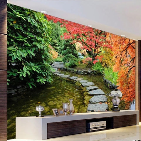 Image of Garden Path in Autumn Wallpaper Mural, Custom Sizes Available Wall Murals Maughon's Waterproof Canvas