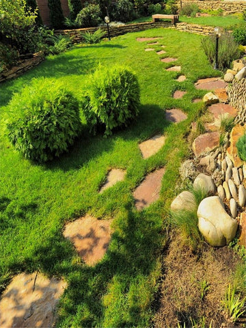 Image of Garden With Stepping Stones Floor Mural, Custom Sizes Available