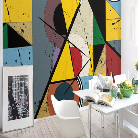 Image of Geometric Abstract Triangles Wallpaper Mural, Custom Sizes Available Wall Murals Maughon's