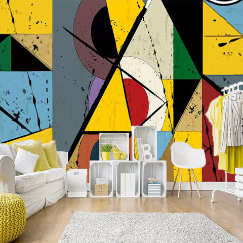 Image of Geometric Abstract Triangles Wallpaper Mural, Custom Sizes Available Wall Murals Maughon's