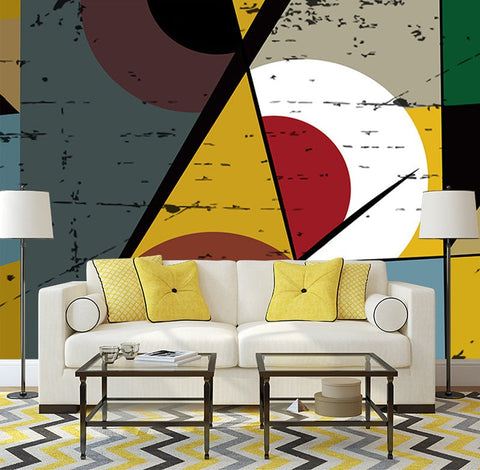 Image of Geometric Figure Abstract Painting Wallpaper Mural, Custom Sizes Available Wall Murals Maughon's
