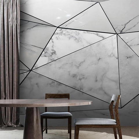 Image of Geometric Grey Marble Wallpaper Mural, Custom Sizes Available Maughon's