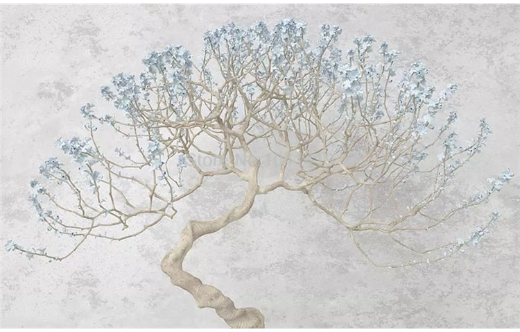 Gnarly Tree With Blue Flowers Wallpaper Mural, Custom Sizes Available Maughon's