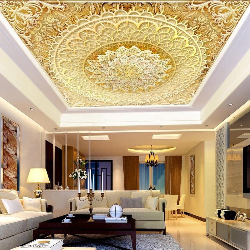 Gold and Diamond Medallion Ceiling Mural, Custom Sizes Available Household-Wallpaper Maughon's
