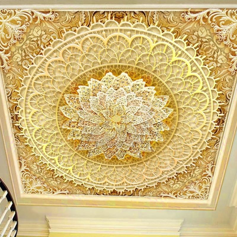 Gold and Diamond Medallion Ceiling Mural, Custom Sizes Available Household-Wallpaper Maughon's