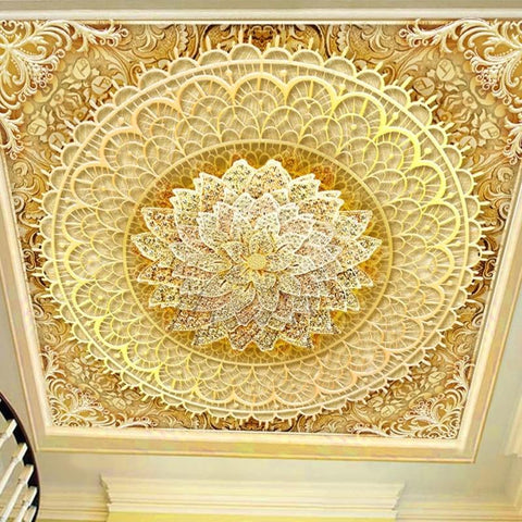 Image of Gold and Diamond Medallion Ceiling Mural, Custom Sizes Available Household-Wallpaper Maughon's