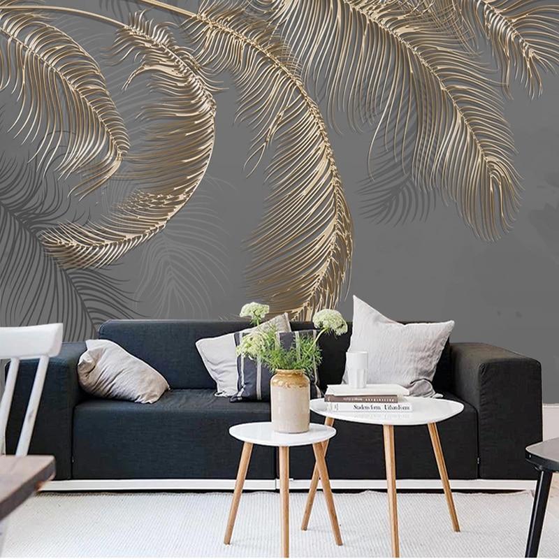 Gold Palm Leaves Wallpaper Mural, Custom Sizes Available Maughon's