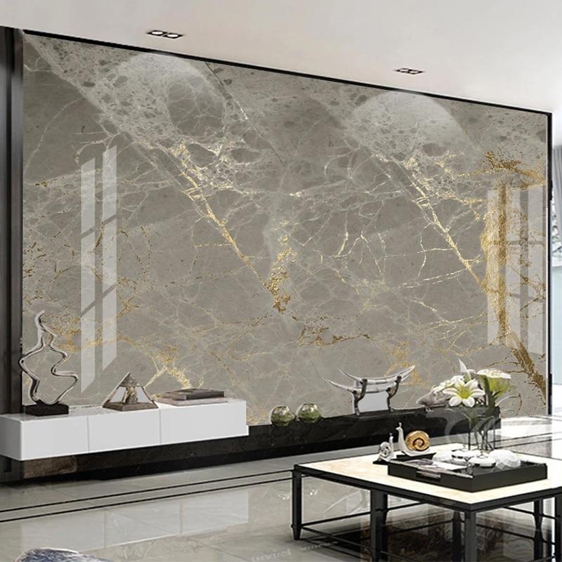 Gold Vein and Gray Marble Wallpaper Mural, Custom Sizes Available Household-Wallpaper Maughon's