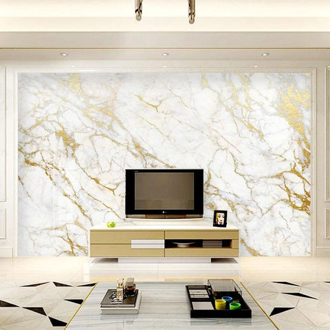 Image of Gold, White and Gray Marble Wallpaper Mural, Custom Sizes Available Maughon's 