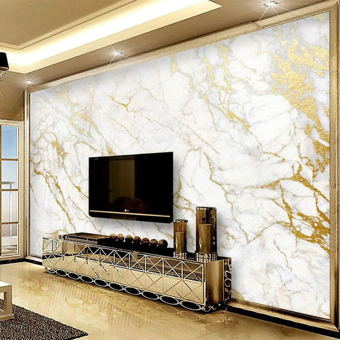 Image of Gold, White and Gray Marble Wallpaper Mural, Custom Sizes Available Maughon's