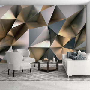 Golden Geometric Wallpaper Mural, Custom Sizes Available