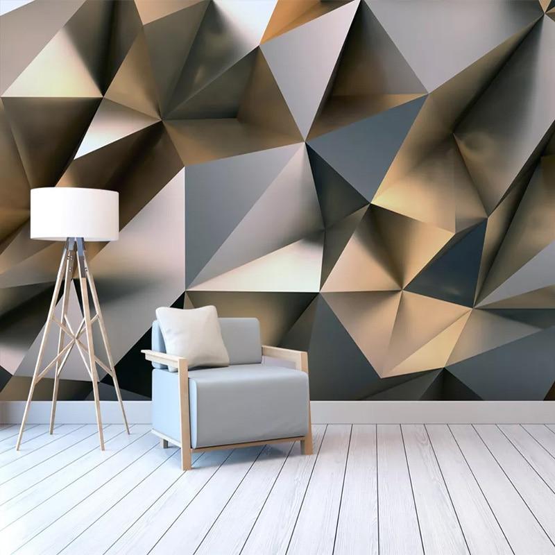 Golden Geometric Wallpaper Mural, Custom Sizes Available Household-Wallpaper Maughon's