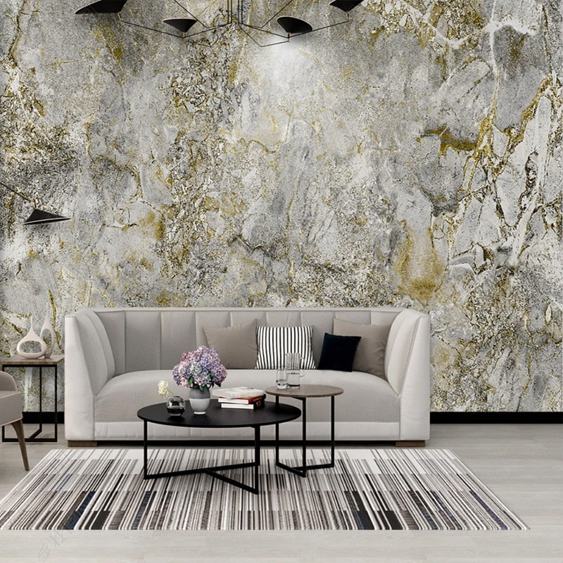 Gold/Gray Marble Wallpaper Mural, Custom Sizes Available Wall Murals Maughon's Waterproof Canvas