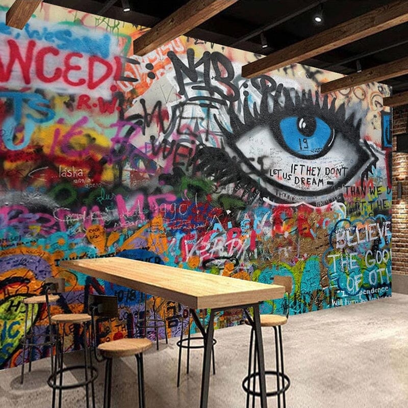 Graffiti Eye Art Wallpaper Mural, Custom Sizes Available Wall Murals Maughon's