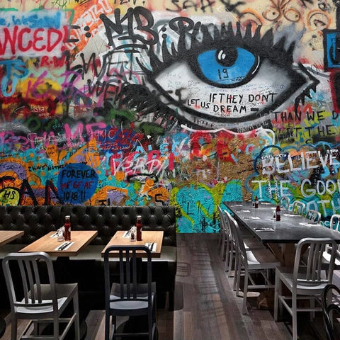Image of Graffiti Eye Art Wallpaper Mural, Custom Sizes Available Wall Murals Maughon's Waterproof Canvas