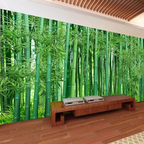 Image of Green Bamboo Forest Landscape Wallpaper Mural, Custom Sizes Available Household-Wallpaper Maughon's