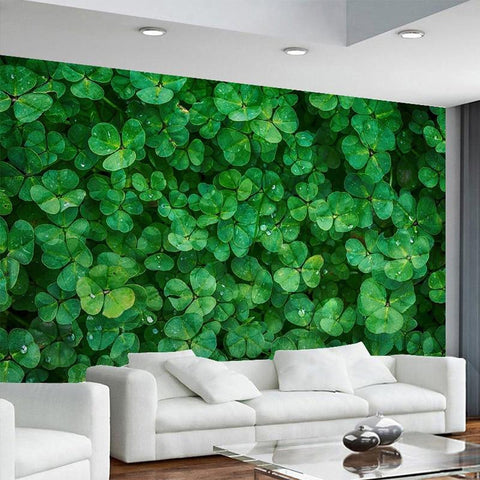 Image of Green Clover Wall Wallpaper Mural, Custom Size Available Maughon's