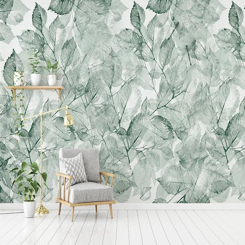 Green Transparent Leaves Wallpaper Mural, Custom Sizes Available Maughon's