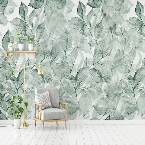 Image of Green Transparent Leaves Wallpaper Mural, Custom Sizes Available Maughon's