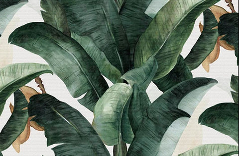 Image of Hand-Painted Banana Leaves Wallpaper Mural, Custom Sizes Available Wall Murals Maughon's