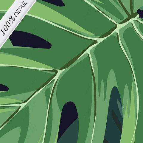 Image of Hand-Painted Green Monstera Leaves Wallpaper Mural, Custom Sizes Available Wall Murals Maughon's