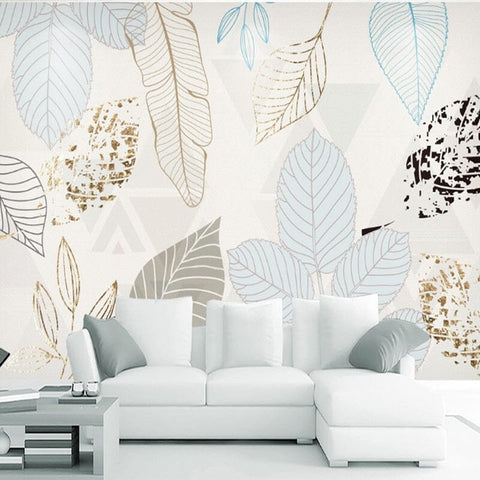 Image of Hand-Painted Watercolor Leaf Wallpaper Mural, Custom Sizes Available Wall Murals Maughon's