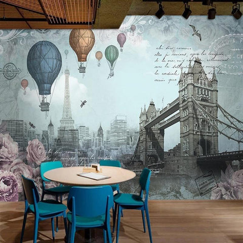 Image of Hot Air Balloons In Europe Wallpaper Mural, Custom Sizing Available Household-Wallpaper Maughon's