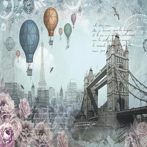 Image of Hot Air Balloons In Europe Wallpaper Mural, Custom Sizing Available Household-Wallpaper Maughon's