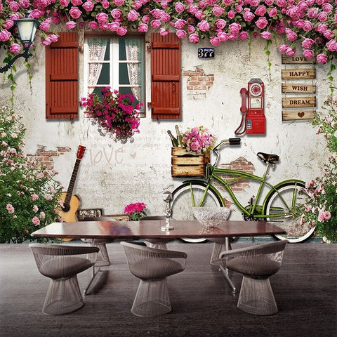 Image of House With Guitar and Bicycle Wallpaper Mural, Custom Sizes Available Wall Murals Maughon's