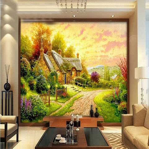 Image of Idyllic Country House Wallpaper Mural, Custom Sizes Available Wall Murals Maughon's Waterproof Canvas
