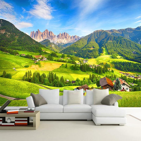 Image of Idyllic Valley and Mountains Wallpaper Mural, Custom Sizes Available Maughon's