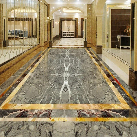 Image of Incredible Gold, Gray and Black Marble Floor Mural, Custom Sizes Available Floor Murals Maughon's