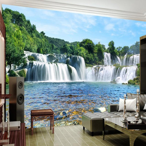 Image of Incredible Waterfalls and Lake Wallpaper Mural, Custom Sizes Available Household-Wallpaper Maughon's