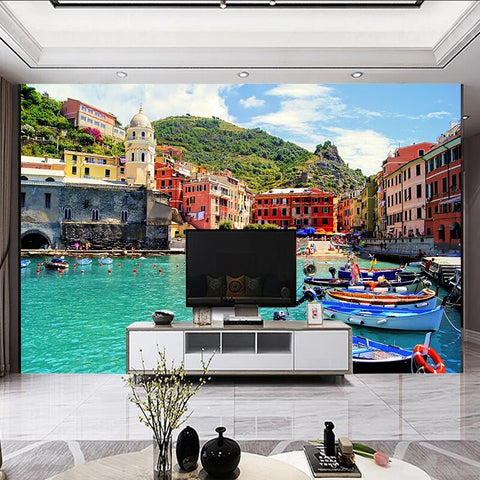 Image of Incredible Waterside Village Wallpaper Mural, Custom Sizes Available Wall Murals Maughon's