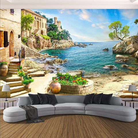 Image of Italian Seaside Vista Wallpaper Mural, Custom Sizes Available Household-Wallpaper Maughon's 