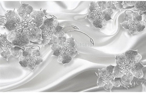 Image of Jewelry and Flowers On Silk Wallpaper Mural, Custom Sizes Available Wall Murals Maughon's