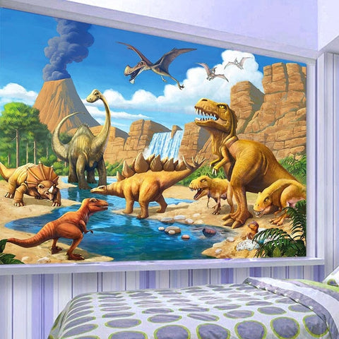 Image of Kids Prehistoric Dinosaurs Fantasy Wallpaper Mural, custom Sizes Available Wall Murals Maughon's