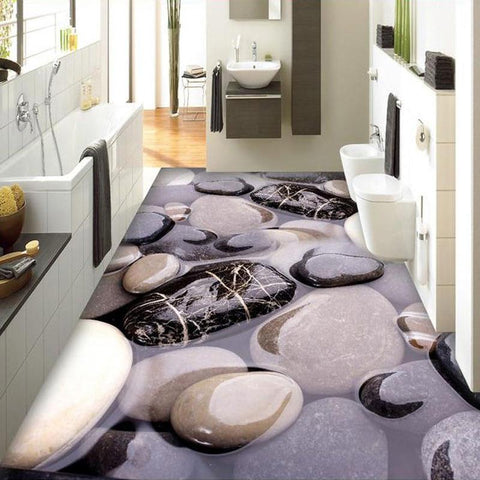 Image of Large River Rocks Self Adhesive Floor Mural, Custom Sizes Availalbe Maughon's
