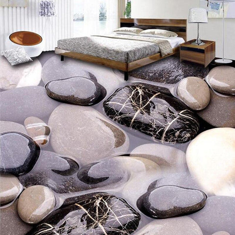 Image of Large River Rocks Self Adhesive Floor Mural, Custom Sizes Availalbe Maughon's