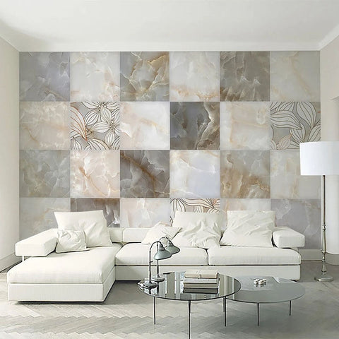 Image of Lattice Pattern Marble Squares Wallpaper Mural, Custom Sizes Available Wall Murals Maughon's