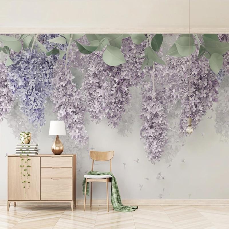 Lavender Lilac Garland Wallpaper Mural, Custom Sizes Available Household-Wallpaper Maughon's