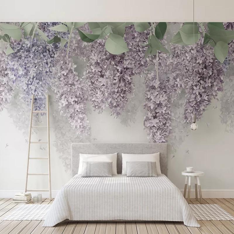 Lavender Lilac Garland Wallpaper Mural, Custom Sizes Available Household-Wallpaper Maughon's