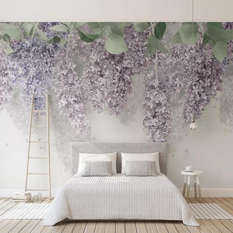 Image of Lavender Lilac Garland Wallpaper Mural, Custom Sizes Available Household-Wallpaper Maughon's