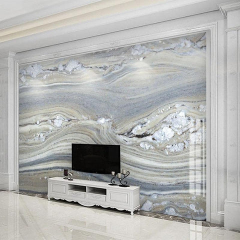 Image of Light Blue and White Marble Wallpaper Mural, Custom Sizes Available Maughon's